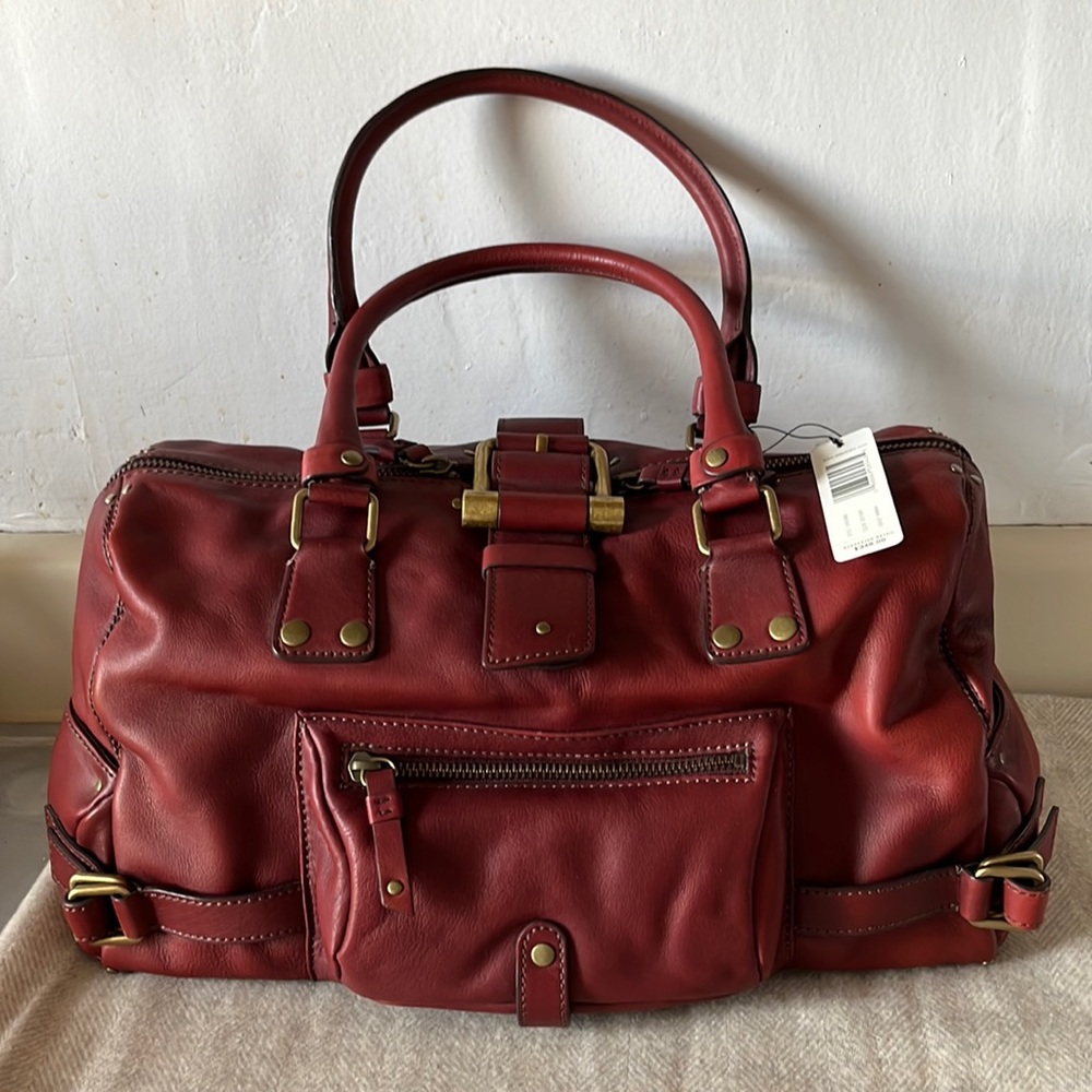 Ellen Tracy Red Leather Satchel